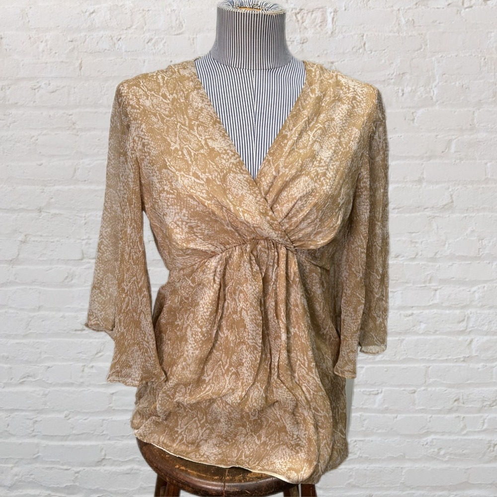 Vintage Flowy Silk Top Badgley Mischka American Glamour Chiffon Blouse Small